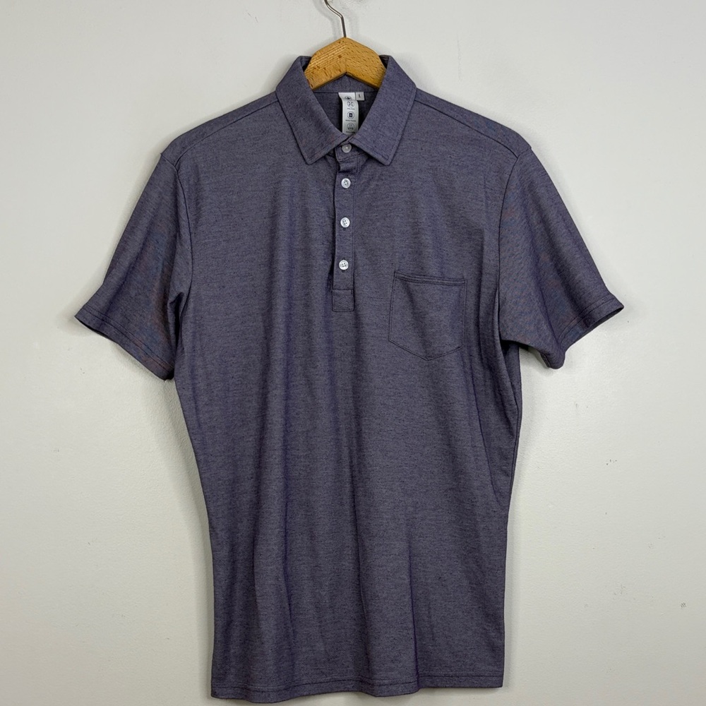 State & Liberty Polo Shirt Mens Large Purple Cotton Modal Short Sleeve Pocket